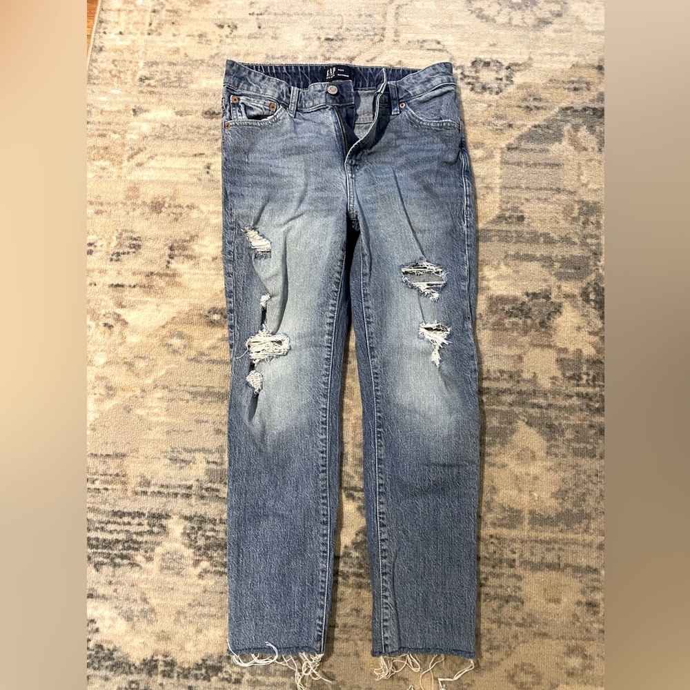 Gap Distressed Boyfriend Jeans.